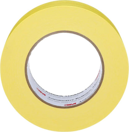 3M Automotive Refinish Masking Tape 388N, 06656, 48 mm x 55 m, Yellow, Crepe Backing, Moisture Resistant, Multi-Purpose, 1 Roll