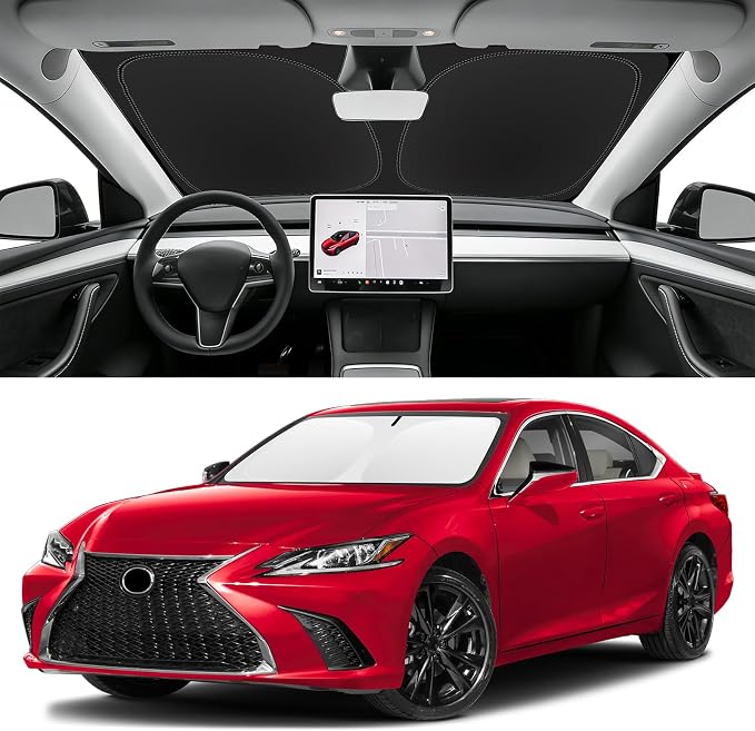 Custom Fit Windshield Sun Shade for Lexus ES 2019-2025, Blocks UV & Heat, Front Window Sunshade Accessorie, Easy Fold & Store Keep Your Car Cooler