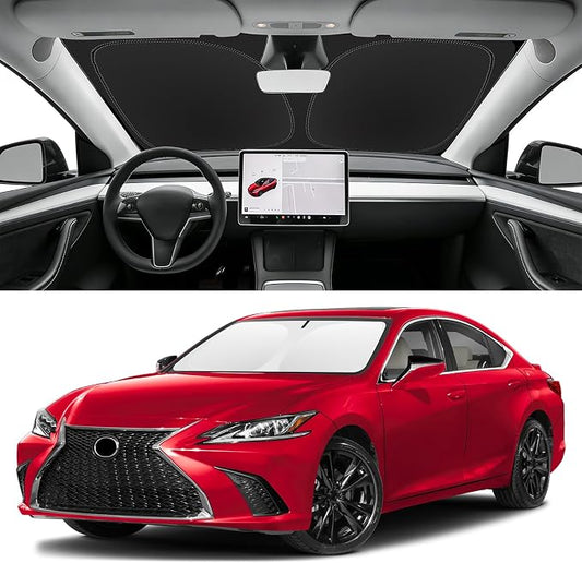 Custom Fit Windshield Sun Shade for Lexus ES 2019-2025, Blocks UV & Heat, Front Window Sunshade Accessorie, Easy Fold & Store Keep Your Car Cooler