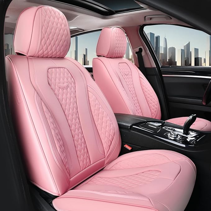 Coverado Car Seat Covers Full Set, Pink Seat Covers, Waterproof Car Seat Cover, Car Seat Cushion, Car Seat Covers Front Seats Back Seat Covers, Car Seat Protector Universal Fit Most Cars