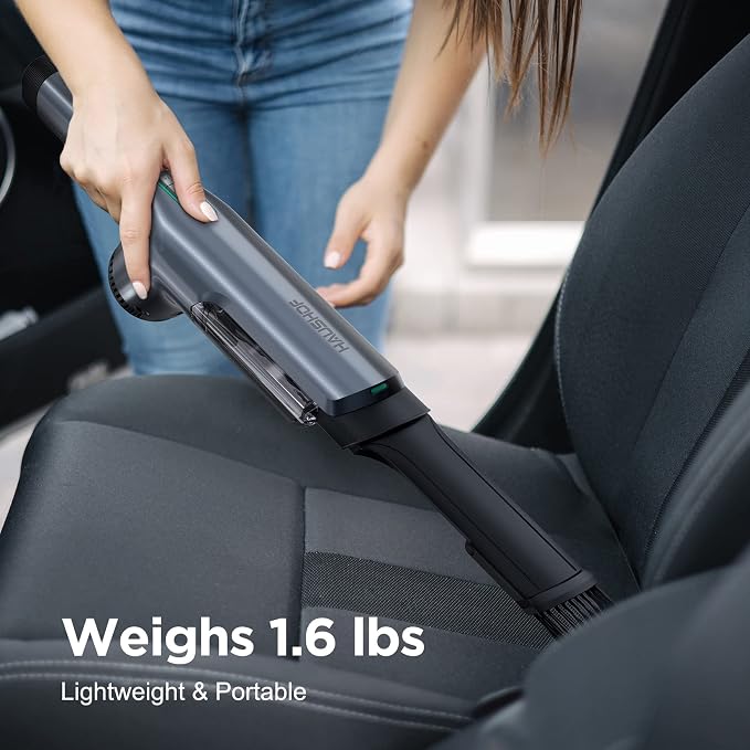 HAUSHOF Handheld Vacuum Cordless, 120W Brushless Motor, lightweight, Portable, Fast-Charging Hand Vac with 12000Pa Powerful Suction and Multifunctional Attachments, Ideal for Home, Office, Pet and Car