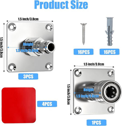 Fasmov 4 Pack Foam Cannon Holder, Pressure Washer Holder, 1/4" Quick Connect Automatic Foam Cannon Mount, Stainless Steel Pressure Washer Nozzle Tip Holder, Pressure Washer Accessories Storage Rack