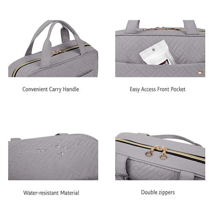 BAGSMART Toiletry Bag Travel Bag with Hanging Hook, Water-resistant Makeup Cosmetic Bag Travel Organizer for Accessories, Shampoo, Full Sized Container, Toiletries Grey, Large
