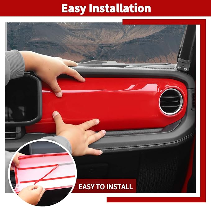 Center Console Dashboard Decorative Panel Trim Cover Kit Compatible with 2024-2026+ Jeep Wrangler JL JLU & Jeep Gladiator JT(Red)