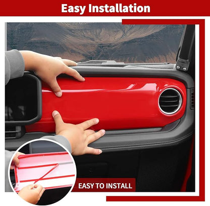 Center Console Dashboard Decorative Panel Trim Cover Kit Compatible with 2024-2026+ Jeep Wrangler JL JLU & Jeep Gladiator JT(Red)
