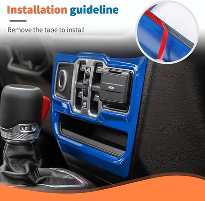 JeCar 11-Piece Blue Interior Accessories Trim Kit for 2024-2025 2026+ Jeep Wrangler JL 4XE Gladiator JT- Dashboard Panel, Vent Cover Decoration Upgrade