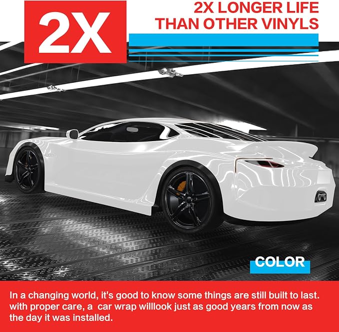 Gloss White Carbon Fiber Vinyl Wrap with Nano Air Release Technology,Anti-Wrinkle - Premium Paint Protection Film Roll for Car (Gloss White, 1.5ft x 5ft)