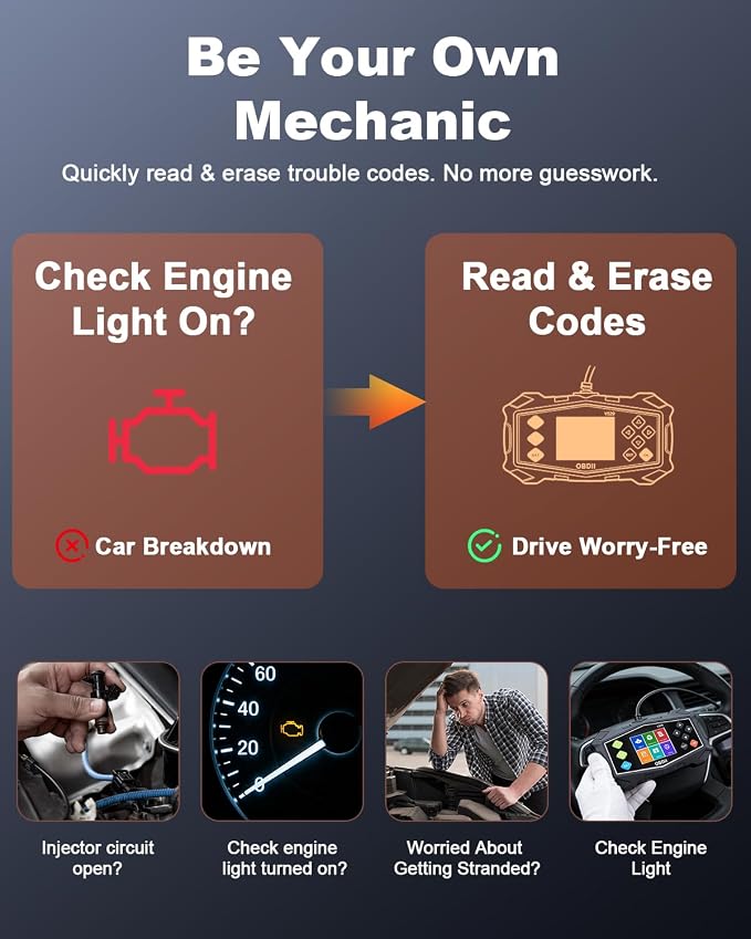 OBD2 Scanner Diagnostic Tool, EXTRACTME Car Scanner with Battery Tester, Engine Light, Data Stream, I/M Readiness, Mode 6/8, Professional Code Readers & Scan Tools for OBDII 12V Vehicles 1996+