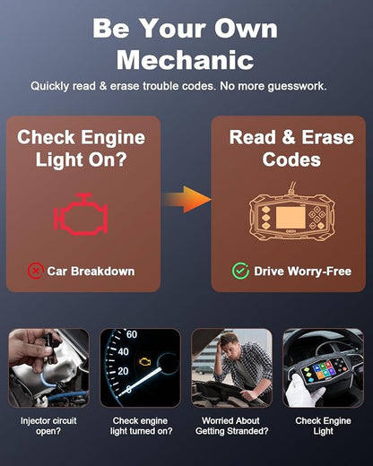 OBD2 Scanner Diagnostic Tool, EXTRACTME Car Scanner with Battery Tester, Engine Light, Data Stream, I/M Readiness, Mode 6/8, Professional Code Readers & Scan Tools for OBDII 12V Vehicles 1996+