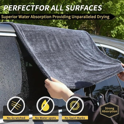 1200GSM Microfiber Car Drying Towel, Double-Twist Loop, Ultra-Absorbent, Quick-Dry, Lint- & Streak-Free, Scratch-Safe, for Car Wash & Detailing (1 Pack) (Dark Grey, 16" x 24")