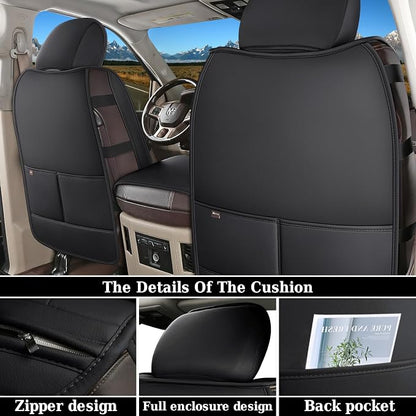 Coverado Seat Covers for Dodge Ram, Waterproof Front Car Seat Covers for Truck Compatible with 2002-2026 Dodge Ram 1500 2500 3500 Crew Double Mega Quad Cab(Black&Red line)
