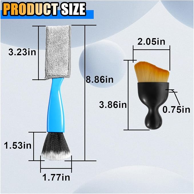 4PCS Car Interior Dust Brush, Soft Bristles Cleaning Brush Car Detailing Brush, Double Head Brush for Car Clean, Car Interior Crevice Brush for Cleaning Dashboard Panels Air Vent Leather (Yellow&Blue)