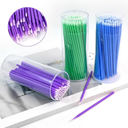 300 PCS Small Paint Brushes for Touch Up, Fine Tip Paint Brush Set for Automotive Paint Chip Repair, Disposable Paint Brushes Bulk with 2.5mm, 2.0mm & 1.5mm Sizes (Blue, Green, Purple)