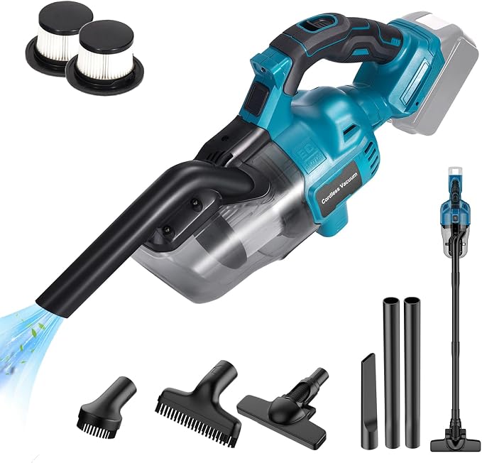 Handheld Cordless Vacuum Cleaner Compatible with Makita 18V Battery, Portable Wireless Power Vacuum Cleaner, 4 Multi Nozzle, 2 HEPA Filter, Lightweigt Vacuum for Home Pet Hair, Car(Tool Only)