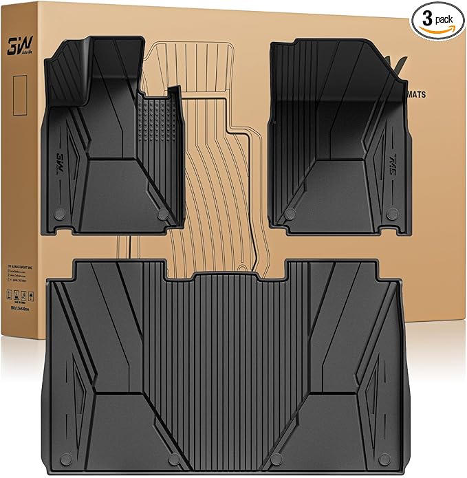 3W Floor Mats for Tesla Cybertruck 2023 2024 2025 2026, TPE All Weather Protection Waterproof Custom Fit Floor Liner for 1st, 2nd Row for Cybertruck, Black