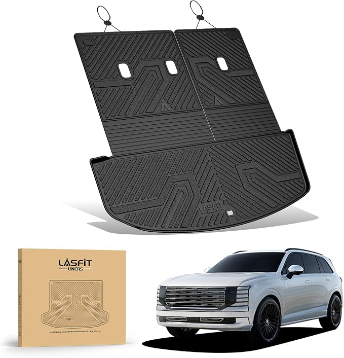 LASFIT Cargo Trunk Mat & Backrest Mats for Hyundai Palisade 2026 All Weather TPE Custom Fit Car Trunk Mats Cargo Liner & Seatback Mats Accessories, Black