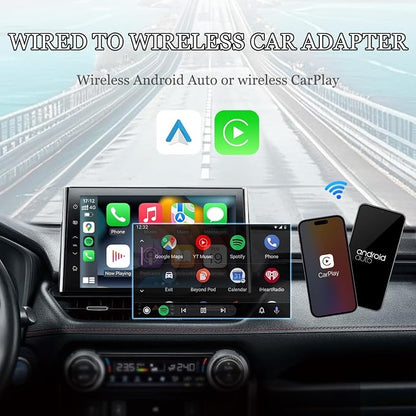 Wireless CarPlay Adapter 2-in-1 for Toyota Camry 2017 2018 2019 2020 2021 2022 2023 2024 2025 2026, USB Design Plug and Play Bluetooth Fast Connection Car Accessories,A-Black