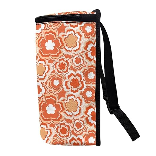 Groovy Orange Sunflower 70S 80S Abstract Print Car Accessories Trash Can for Women Auto Interior Decorations Multipurpose Garbage Can with Lid and Zipper Portable Trash Bin Organizer