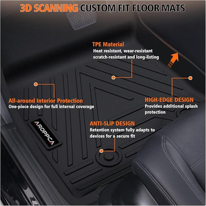 All Weather Floor Mats for 2010-2014 Ford F150 SuperCrew/Crew Cab with 1st Row Bucket Seat, TPE Rubber Floor Liners Anti-Slip Full Set Automotive Mats for 2014 F150 Accessories