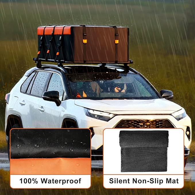 Mupera 21 Cubic Ft Waterproof Rooftop Cargo Carrier Bag for Cars SUVs | Fits With/Without Roof Rack, Anti-Slip Mat & 6 Door Hooks, Lock Included, Soft Shell Top Carrier
