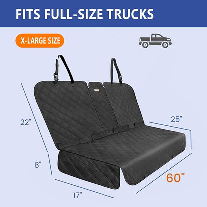 ALLANSING XL Back Seat Cover for Full‑Size Trucks Rear Bench, Zippered Center Armrest Opening, Heavy Duty 900D Waterproof Non‑Slip Car Seat Protector for Messy Kids & Drooling Dogs, Easy Clean (Black)