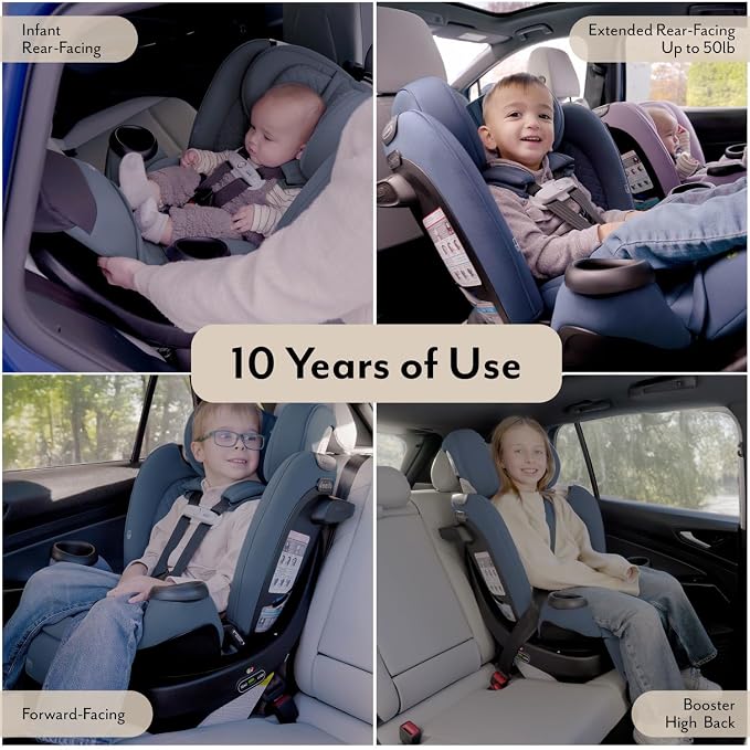 Evenflo Revolve360 Extend All-in-One Rotating Car Seat with Green & Gentle Fabric (Quartz)