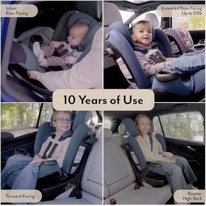Evenflo Revolve360 Extend All-in-One Rotating Car Seat with Green & Gentle Fabric (Quartz)