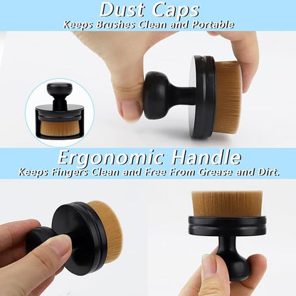 2 PCS Car Tire Shine Applicator Brush, Auto Tire Detail Brushs, Portable Car Tire Brush with Seal Cover Design, High Density Soft Shine Applicator Brushs, for Auto Detailing Cleaning (Brown)