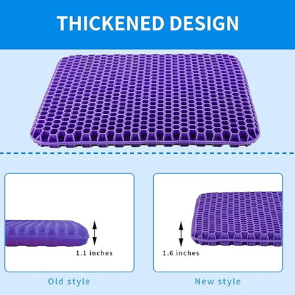 Gel Seat Cushion, Cooling Honeycomb Cushion for Long Sitting, Tailbone & Coccyx Pain Relief, Ergonomic Office Chair Pad, Breathable for Car Seat & Wheelchair(Light Purple)