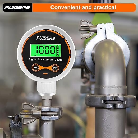 Digital Pressure Gauge 1000 Psi with 1/4 NPT Lower Mount，Media Pressure Gauge for Oil, Air or Water Pressure with 304 Stainless,Suitable for Home Water Pipe, HVAC,Air Pressure Measuring