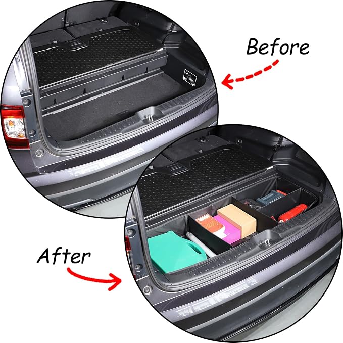 Trunk Organizer Compatible with Honda Pilot 2016-2022, Portable Foldable Large Capacity Cargo Storage Box with 4 Compartments, Oxford Cloth Material