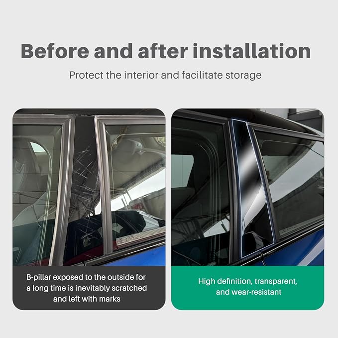 KUNGKIC for 2024 2025 Mini Cooper S F65 5-Door A B C Window Pillar Scratch Prevention TPU Film Exterior Accessories Transparent