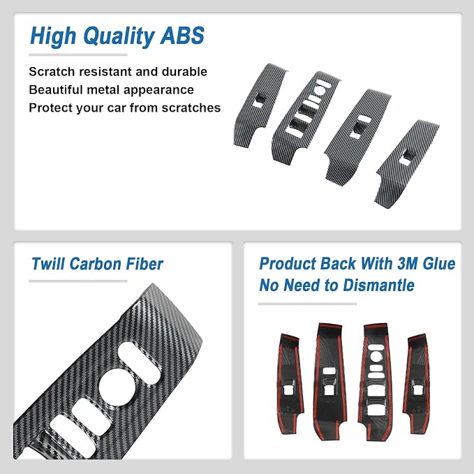 Carbon Fiber Window Lift Switch Panel Cover Compatible with 2022-2026 11th Gen Honda Civic
