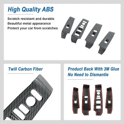 Carbon Fiber Window Lift Switch Panel Cover Compatible with 2022-2026 11th Gen Honda Civic
