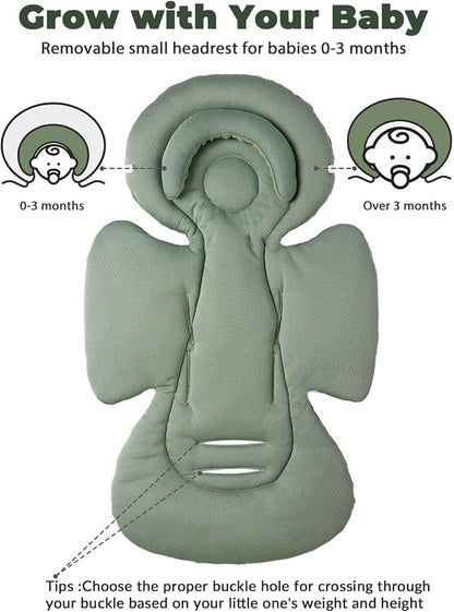 TinlyFinly Infant Car Seat Insert with Extra Cushion for Preemie to Toddler, Reversible Newborn Carseat Insert for Baby Head Body Support, Fits for Stroller, Baby Swing, Bouncer - Dots, Dark Green
