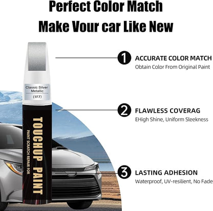 Classic Silver Metallic(1F7) Car Paint Touch Up Pen Compatible with Toyota,2-In-1 Color Accurate Touch Up Car Scratch Repair Paint Match Toyota Series Automotive Scratch Remover for Nicks&Chips Repair