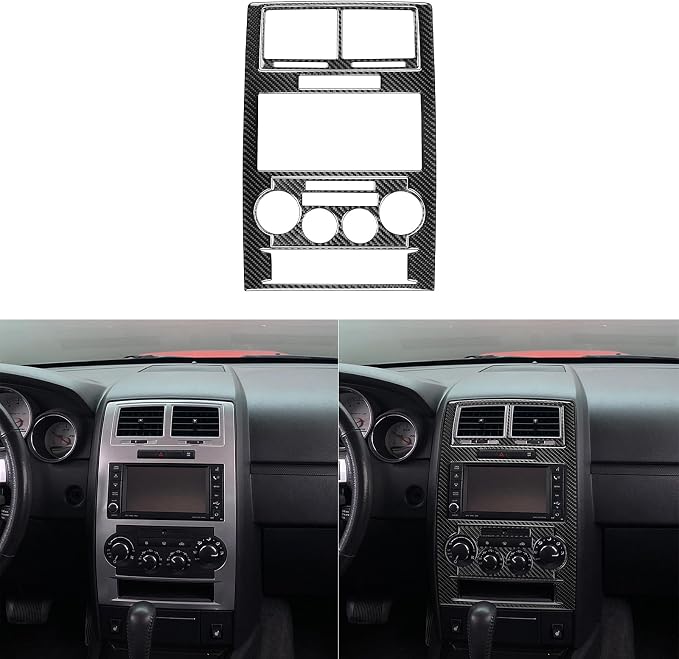 Car Center Console Panel Sticker Kit Real Quality Carbon Fiber Trim Compatible with Dodge Charger 2008 2009 2010 Premium Interior Accessories Decor Decal Style B 3pcs Black