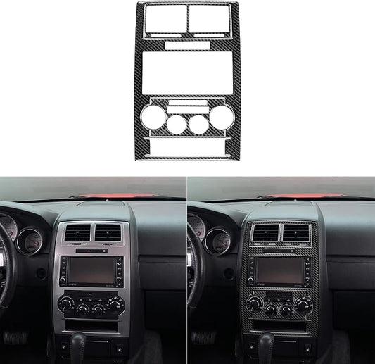 Car Center Console Panel Sticker Kit Real Quality Carbon Fiber Trim Compatible with Dodge Charger 2008 2009 2010 Premium Interior Accessories Decor Decal Style B 3pcs Black