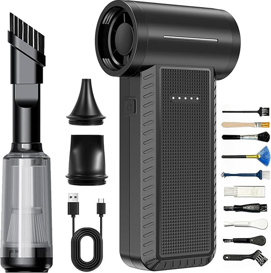 Cordless Air Duster Blower,150000 RPM Brushless Motor, 2-in-1 Vacuum & Blower, 5 Speeds With Power Display, Portable Electric Duster for PC,Car,Keyboard,Sofa,Workshop,Inflatable (29.6, Watt Hours)