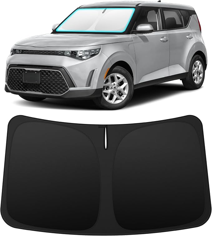 INSAUTO Custom Fit Windshield Sun Shade Accessories for Kia Soul 2020-2025, Foldable Front Window Sunshade, UV & Heat Reflector, Keeps Interior Cool, Includes Storage Bag