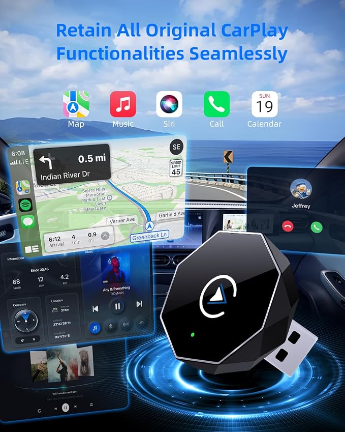 Wireless CarPlay Adapter for iPhone,Mini USB Design,2026 Upgrade with Built-in Wired for Apple CarPlay Plug and Play Fast Stable Connection Car Play for iPhone & Android (ZS01)