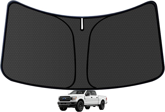 F150 Customized Windshield Sun Shade for 2015-2026 F150 (Lariat, King Ranch, Platinum, XL XLT Limited Raptor) Front Window Sunshade Visor Protector Foldable Blocks UV Rays Keep Car Cooler Accessories