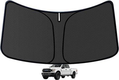 F150 Customized Windshield Sun Shade for 2015-2026 F150 (Lariat, King Ranch, Platinum, XL XLT Limited Raptor) Front Window Sunshade Visor Protector Foldable Blocks UV Rays Keep Car Cooler Accessories