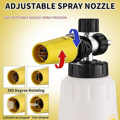 FENG PAI Foam Cannon for Pressure Washer with Dual-connector Accessory, 7 Power Washer Sprayer Nozzles, 1/4" Quick Connect Double Tip Attachment Soap Bottle Sprayer Soap, 3600 PSI (White)