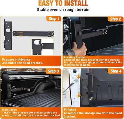 Nilight Truck Bed Tool Box Driver Side & Passenger Side Truck Tool Box Fit for Ford F-150 1999-2014 ABS Swing Case Truck Bed Storage Box with Lockable Lid Waterproof Wheel Well Toolbox Black
