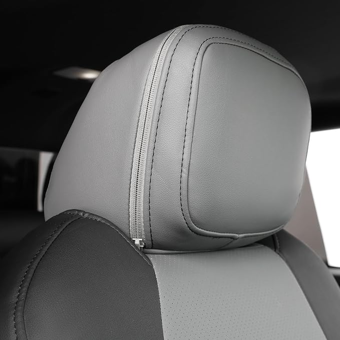 coverdream Front Tacoma Seat Covers Custom Fit for 2024-2026 Toyota Tacoma SR,SR5,TRD Sport,TRD Off-Road,Limited Truck,Fully Covered Waterproof Leather Car Seat Protector (Front Row Only,Black/Gray)