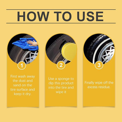 Tire Polishing Coating Paste with Sponge, Powerful Wheel Tyre Nourish Cream | Tire Shine Paste for Deep Black Gloss, Interior Exterior Renovation, Powerful Tire Polish Wax for Car Owners