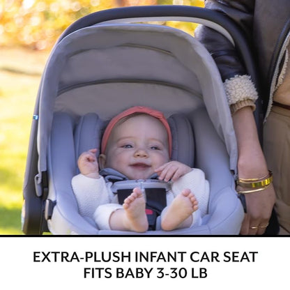 Evenflo Revolve180 LiteMax NXT Rotating Rear-Facing Lightweight Preemie and Infant Car Seat 3-30lbs. with SensorySoothe. Easy Install with Base (Quartz)