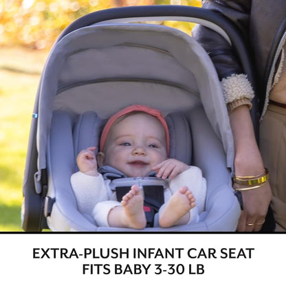 Evenflo Revolve180 LiteMax NXT Rotating Rear-Facing Lightweight Preemie and Infant Car Seat 3-30lbs. with SensorySoothe. Easy Install with Base (Flint)