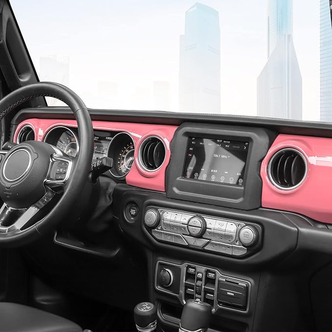 RT-TCZ Center Console Trim Cover Dashboard Control Panel Cover Decorative Interior Accessories for Jeep Wrangler JL JLU & Gladiator JT 2018-2022,Pink